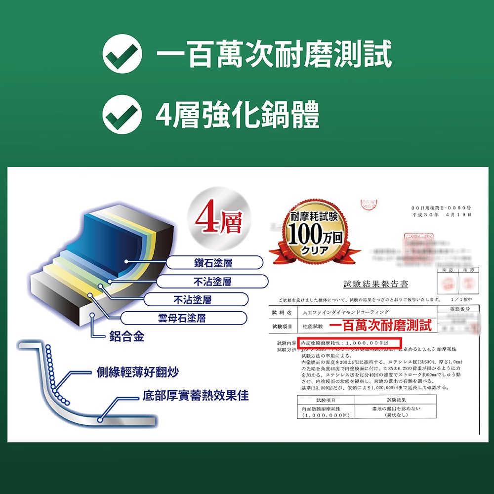 日本Arnest Bellfina鑽石深型平底IH不沾炒鍋28cm-森林綠（純黑把手/瓦斯爐和電磁爐IH可用款）-細節圖5