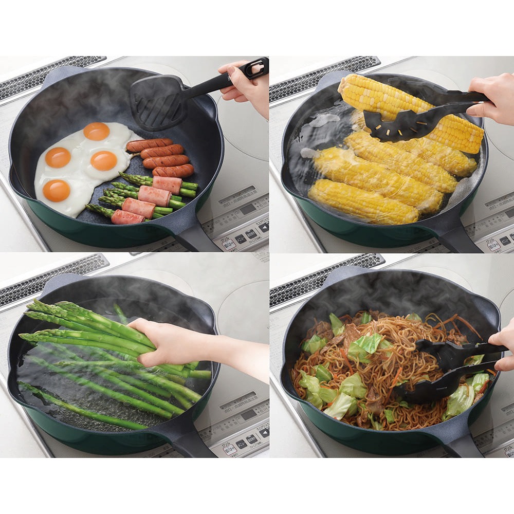日本Arnest Bellfina鑽石超輕量IH雙口寬底不沾炒鍋30cm-森林綠(瓦斯爐和電磁爐IH可用款)-細節圖7