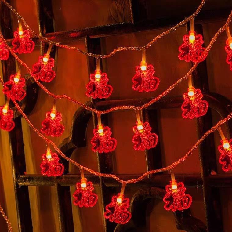 新年喜氣造型彩燈串 LED燈串 燈籠造型 福字 中國結 雙魚燈串 春節裝飾 新年布置 開運招財-細節圖7