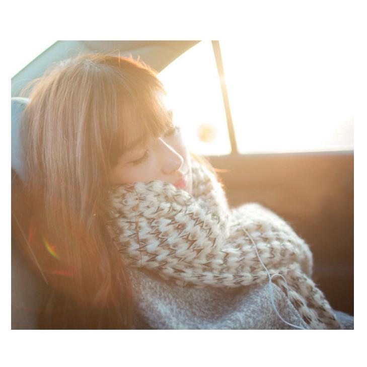 圍巾 秋冬新款 韓國 雙色 毛線圍巾 加厚加長款-細節圖6