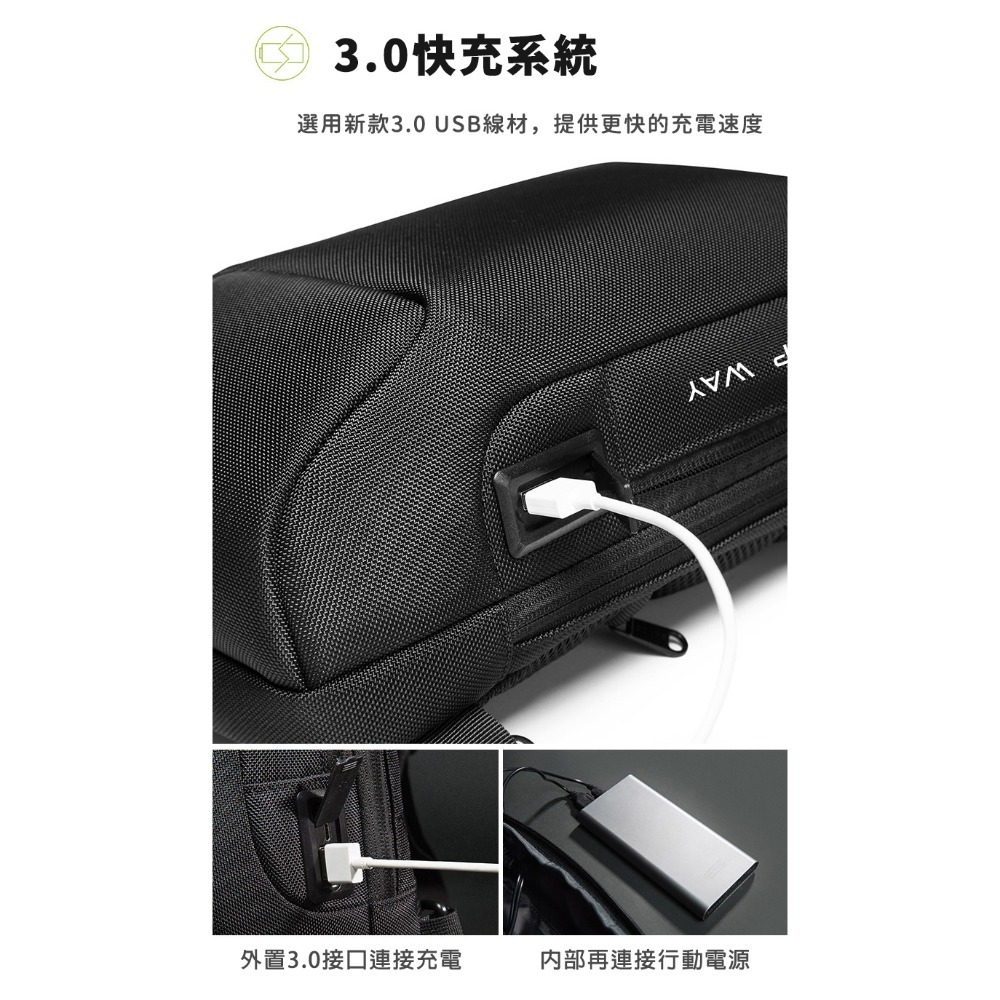 機能防盜胸包 防潑水胸包 防水側背包 郵差包-細節圖4