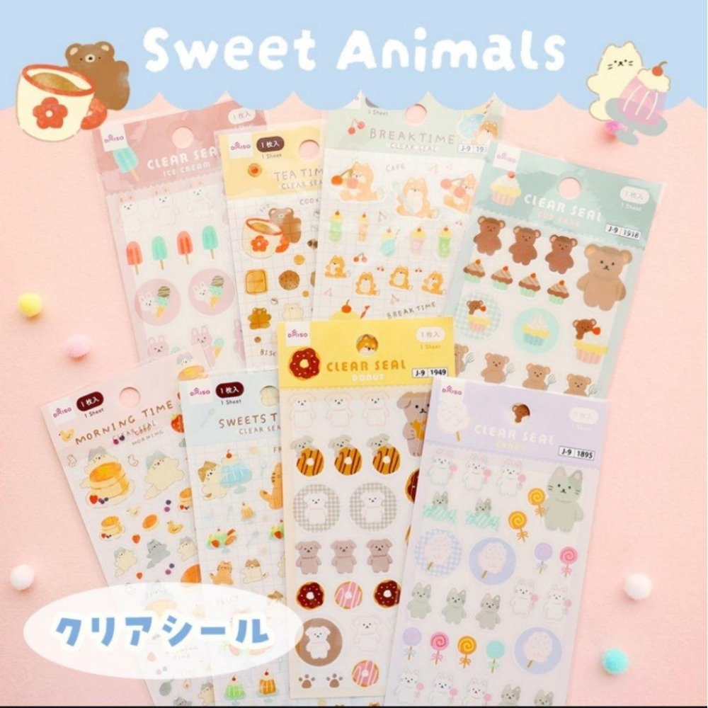 超可愛🐰兔子心 日本 大創 DAISO Sweet animal 動物 甜點 食物 冰淇淋蘇打 蛋糕 鬆餅 貼紙 PET-細節圖2