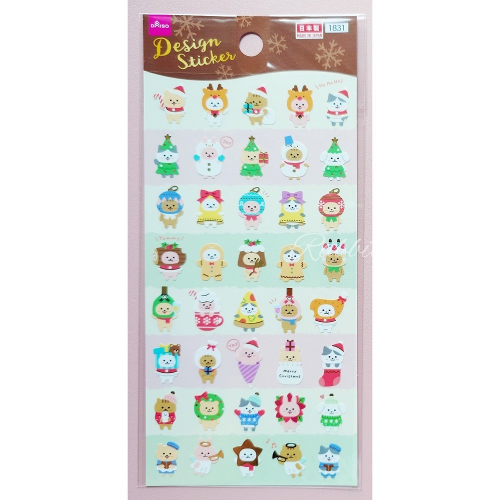 多款🐰兔子心 日本 DAISO 大創 聖誕節 XMAS 邊框 燙金 雪花 蛋糕 泰迪熊 禮物 麋鹿 小熊 icon 貼紙-規格圖9