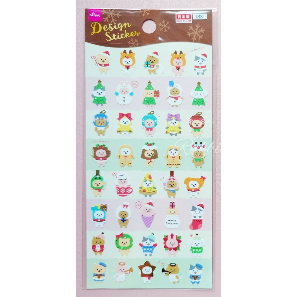 多款🐰兔子心 日本 DAISO 大創 聖誕節 XMAS 邊框 燙金 雪花 蛋糕 泰迪熊 禮物 麋鹿 小熊 icon 貼紙-規格圖9