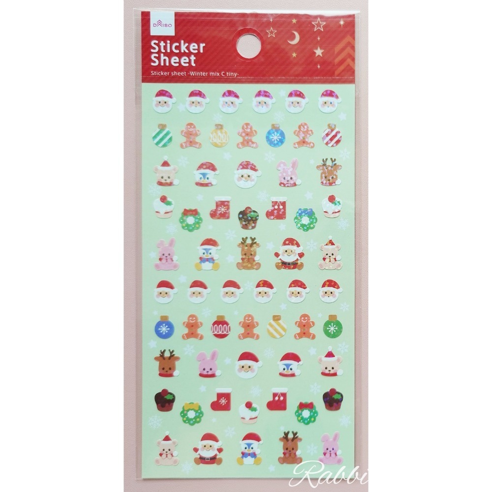 多款🐰兔子心 日本 DAISO 大創 聖誕節 XMAS 邊框 燙金 雪花 蛋糕 泰迪熊 禮物 麋鹿 小熊 icon 貼紙-規格圖9