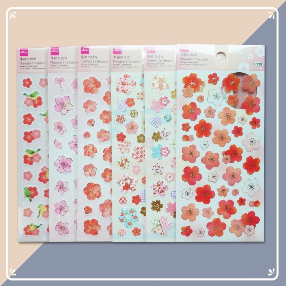 🐰兔子心 日本大創 DAISO 櫻花 sakura 和風 梅花 樹鶯 綠繡眼 小動物 花瓣 箔押 和柄 手帳貼紙-細節圖2