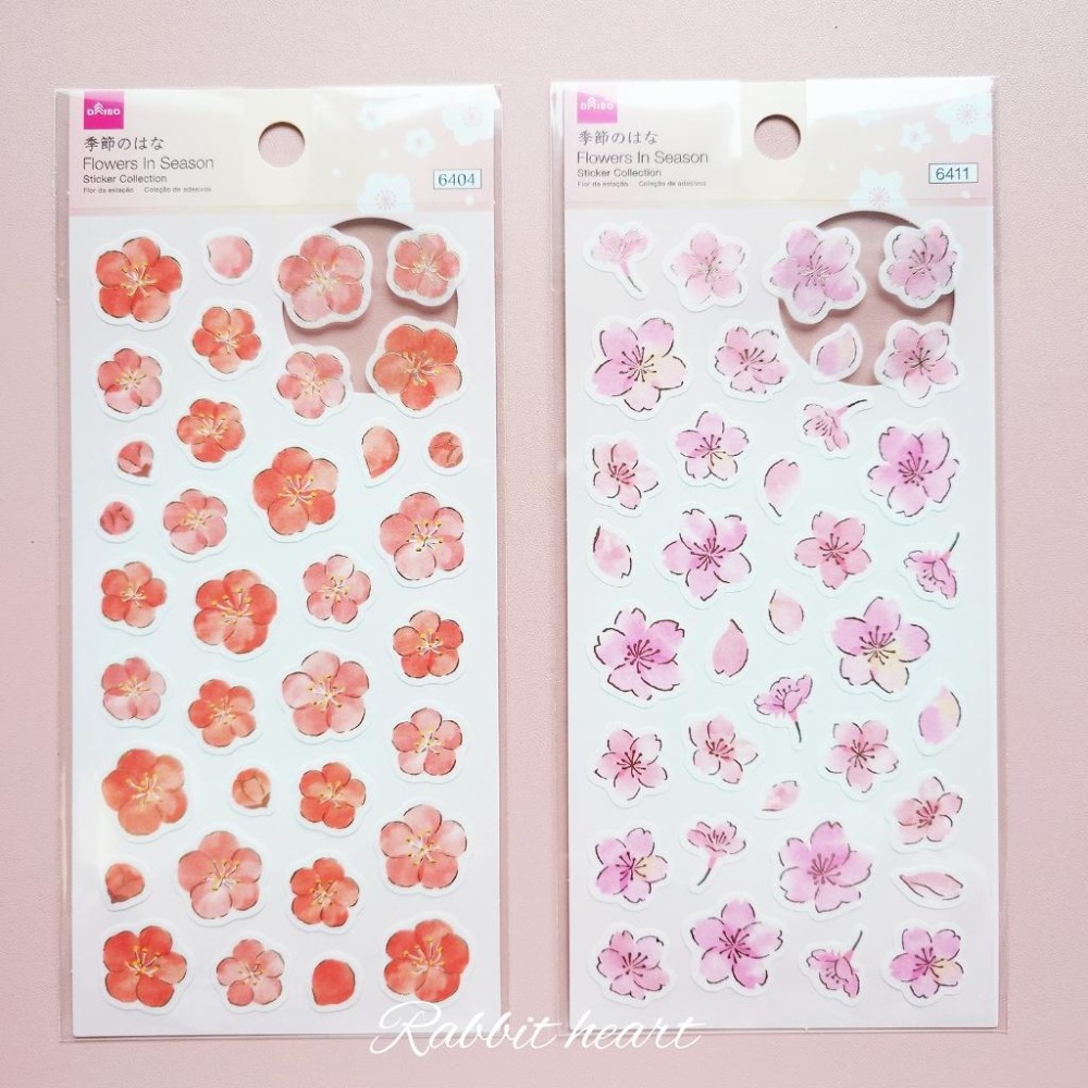 🐰兔子心 日本大創 DAISO 櫻花 sakura 和風 梅花 樹鶯 綠繡眼 小動物 花瓣 箔押 和柄 手帳貼紙-細節圖6
