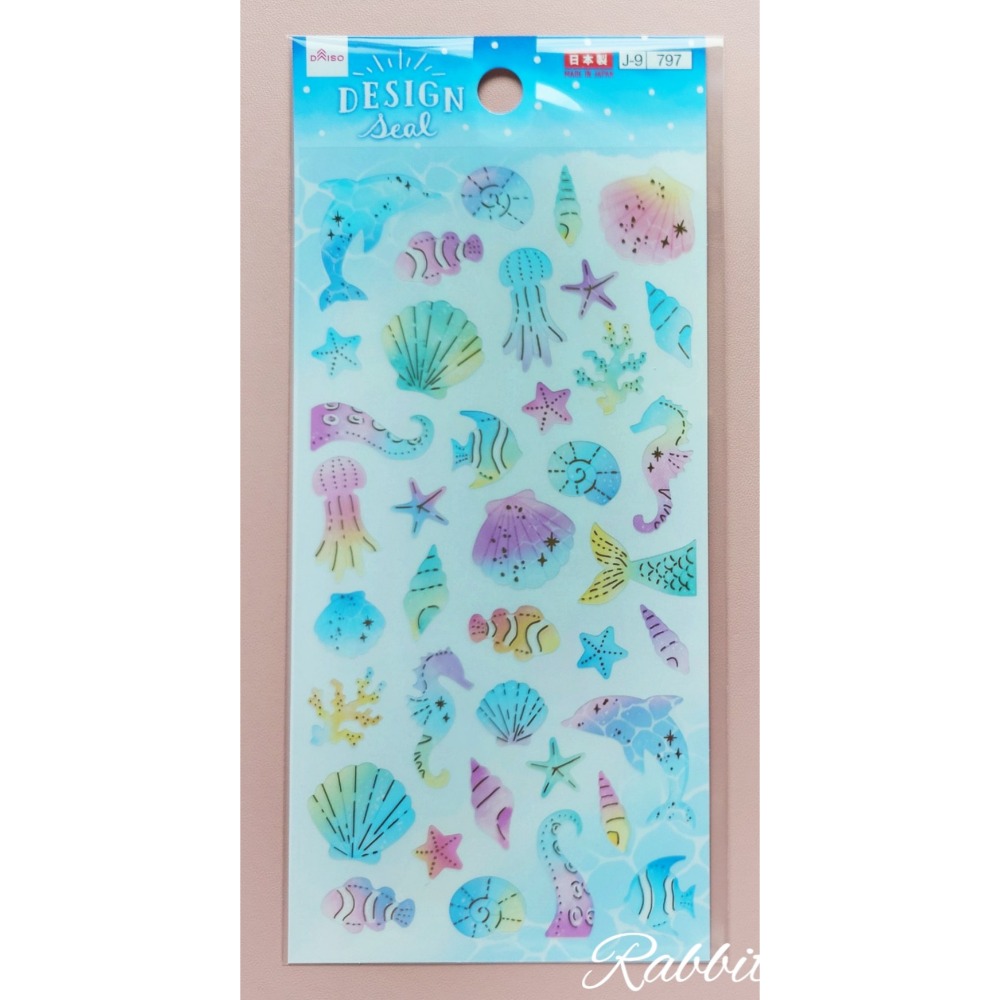 🐰兔子心 日本大創 DAISO 貼紙 箔押 夏天 柴犬 貓咪 祭典 向日葵 花火 煙火 金魚 海洋生物 貝殼 手帳拼貼-規格圖8