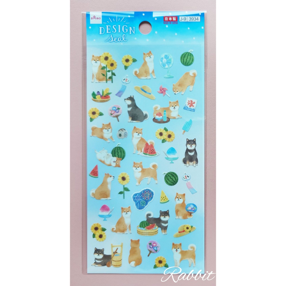 🐰兔子心 日本大創 DAISO 貼紙 箔押 夏天 柴犬 貓咪 祭典 向日葵 花火 煙火 金魚 海洋生物 貝殼 手帳拼貼-規格圖8