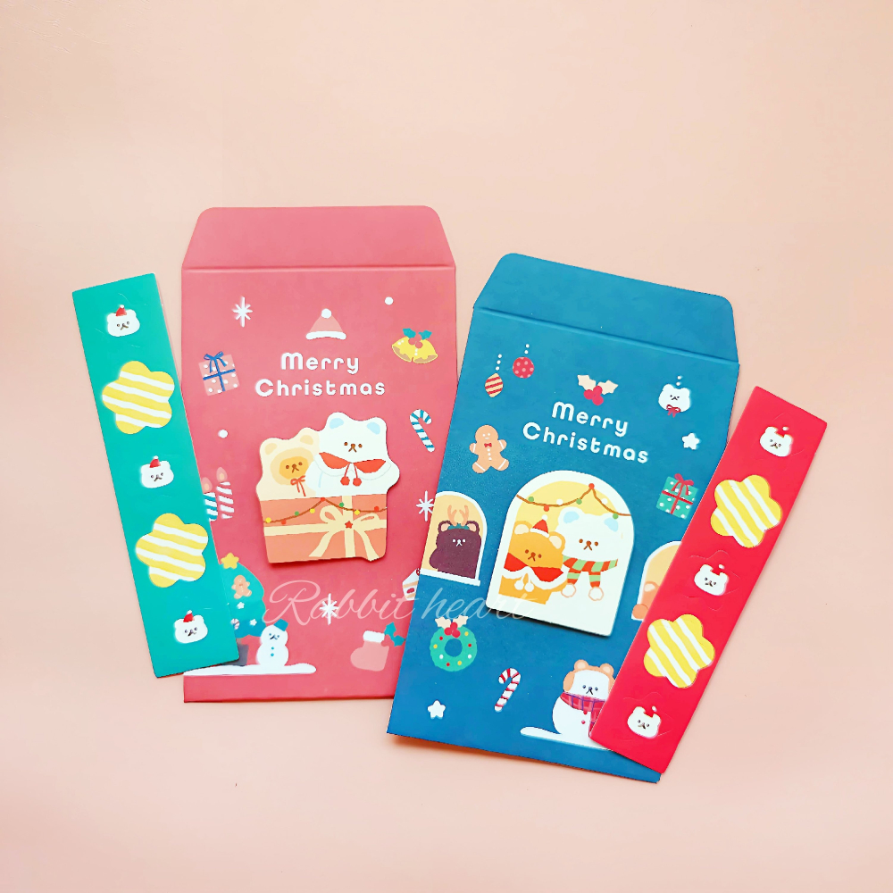 🐰兔子心 日本 synapse 微立體 信封 小物袋 聖誕 耶誕 交換禮物 鈴鐺 拐杖糖 聖誕襪 雪人 小熊-細節圖2