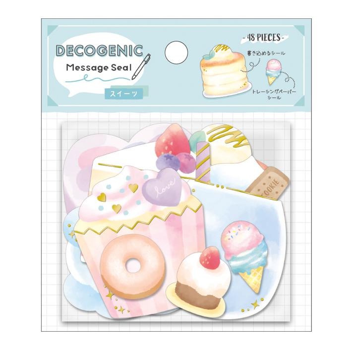 🐰兔子心 日本 DECOGENIC 貼紙包 message seal 留言 宇宙 星球 甜點 花束 古典 手帳貼紙-規格圖5