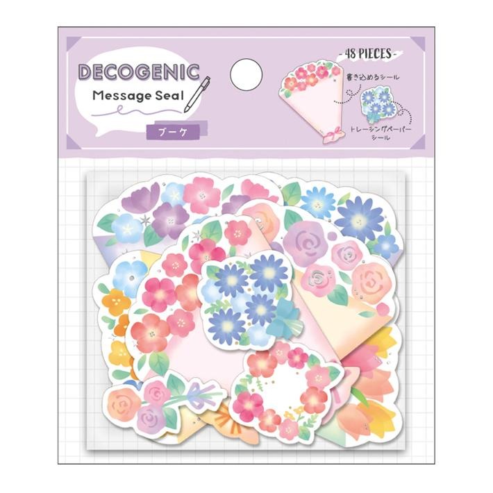 🐰兔子心 日本 DECOGENIC 貼紙包 message seal 留言 宇宙 星球 甜點 花束 古典 手帳貼紙-規格圖5