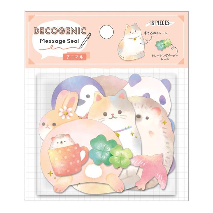 🐰兔子心 日本 DECOGENIC 貼紙包 message seal 留言 宇宙 星球 甜點 花束 古典 手帳貼紙-規格圖5