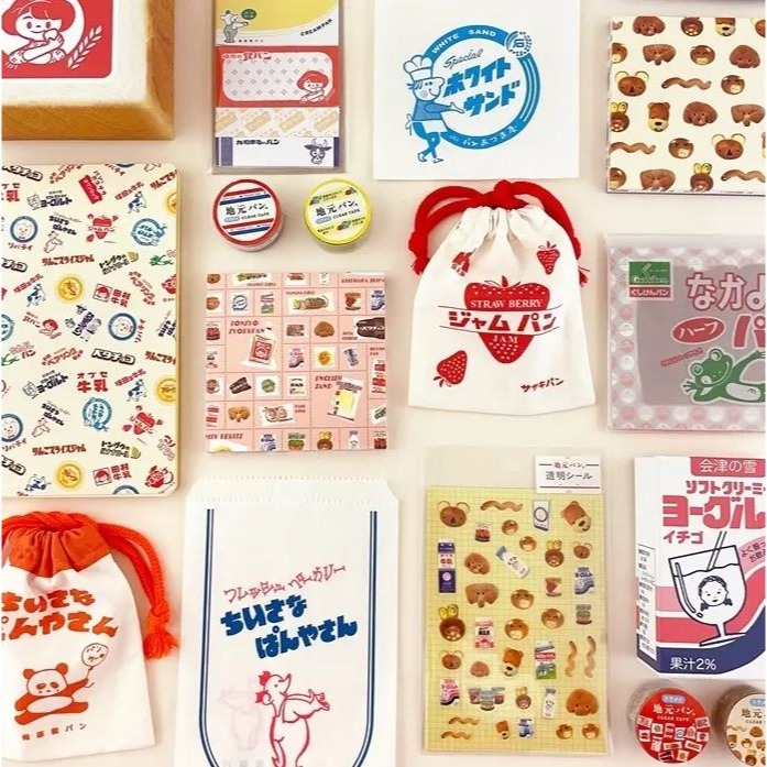 🐰兔子心 日本 超夯 地元麵包 地元パン 文具 便箋 mome 復古 貼紙 素材 便條紙 手帳拼貼 現貨-細節圖2