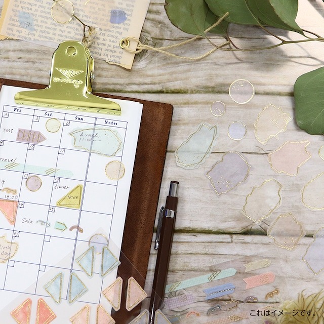 🐰兔子心 日本貼紙 Calty Neo 箔押 幾何 拼貼 色塊 漸層 彩色 半透明 實用 手帳 英文 數字 封口貼-細節圖4