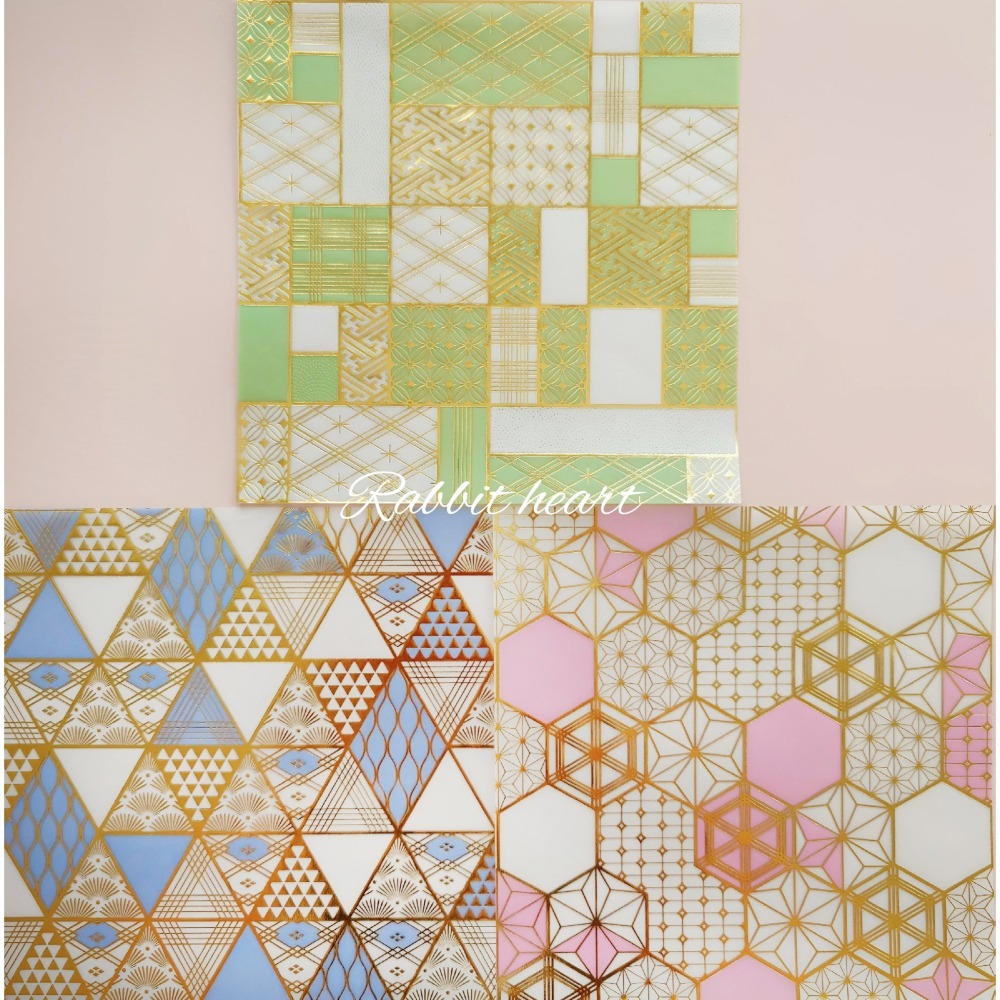 微透🐰兔子心 日本色紙 amifa 超美 燙金 和風 風雅 日式 格紋 條紋 紋樣 麻葉 硫酸紙 描圖紙-細節圖2