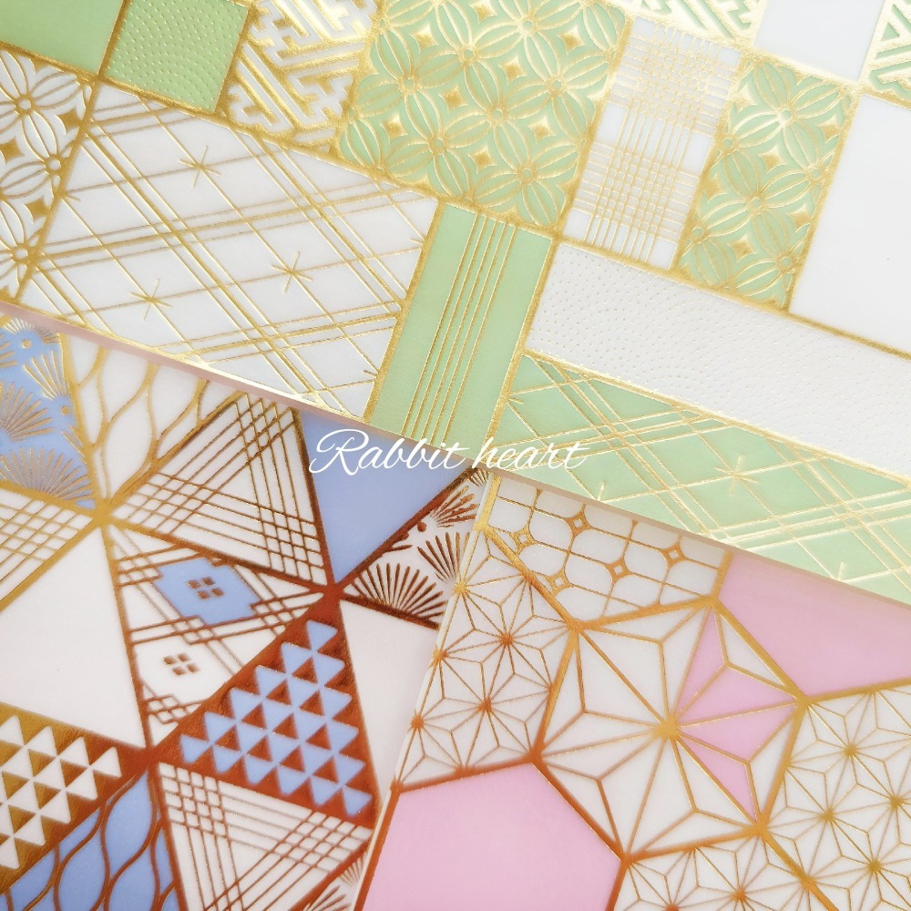 微透🐰兔子心 日本色紙 amifa 超美 燙金 和風 風雅 日式 格紋 條紋 紋樣 麻葉 硫酸紙 描圖紙-細節圖3