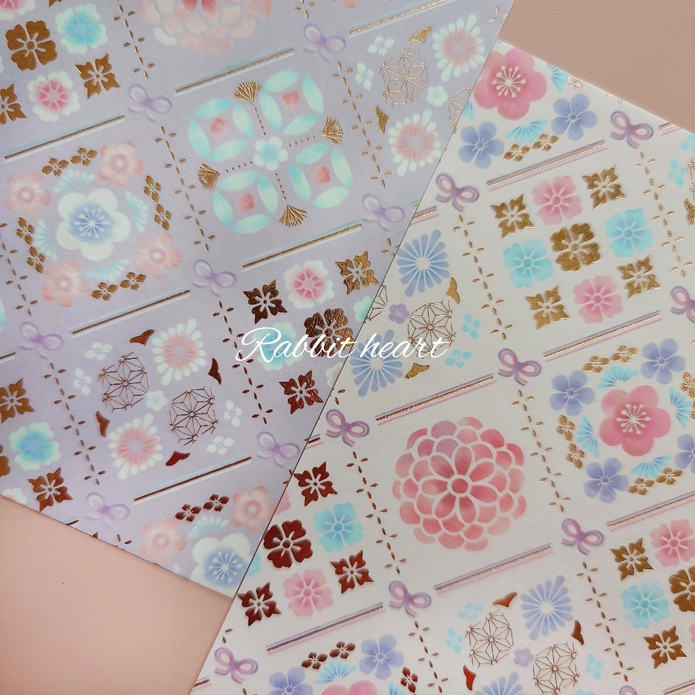 🐰兔子心 日本色紙 amifa 質感 和紙 和風 花磚 日式紋樣 蝴蝶結 燙金 和柄 素材紙 手作-細節圖2