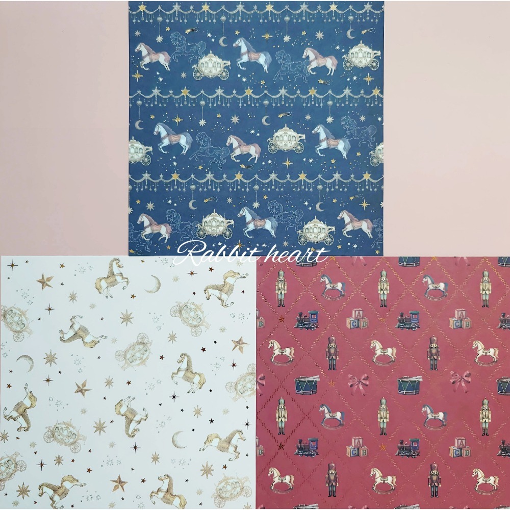 🐰兔子心 日本色紙 amifa 旋轉木馬 胡桃鉗 士兵 馬車 積木 星芒 星空 月亮 流星 蝴蝶結 素材紙 手作-細節圖2