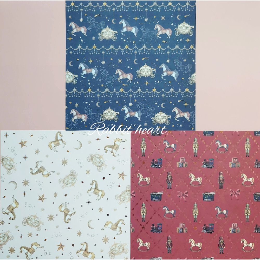 🐰兔子心 日本色紙 amifa 旋轉木馬 胡桃鉗 士兵 馬車 積木 星芒 星空 月亮 流星 蝴蝶結 素材紙 手作-細節圖2