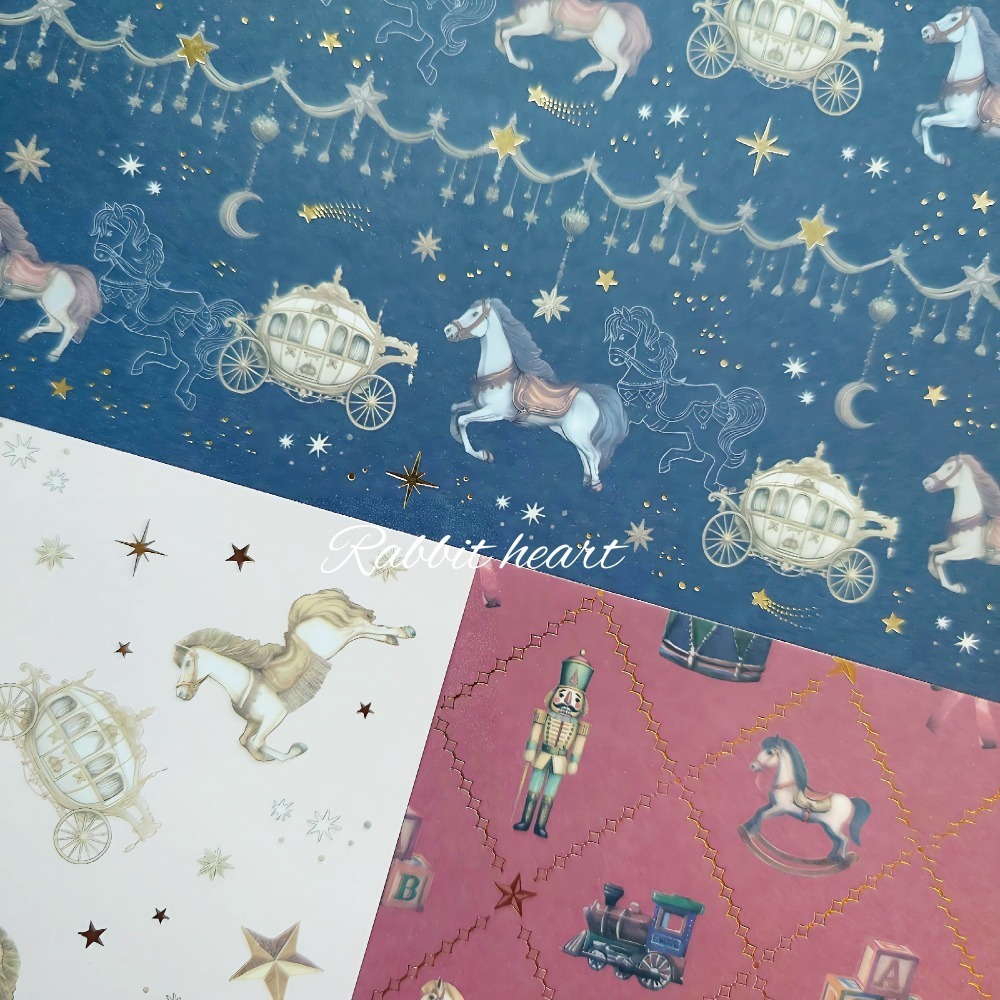 🐰兔子心 日本色紙 amifa 旋轉木馬 胡桃鉗 士兵 馬車 積木 星芒 星空 月亮 流星 蝴蝶結 素材紙 手作-細節圖3