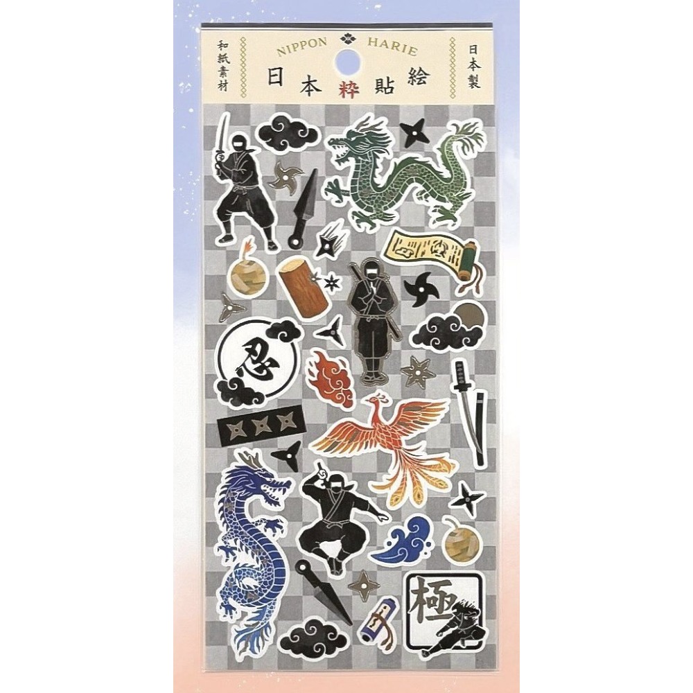 🐰兔子心 日本貼紙 GAIA 和紙材質 和風 日式 緣起物 草花 忍者 龍 富士山 成語 達摩 鶴 拼貼-規格圖6