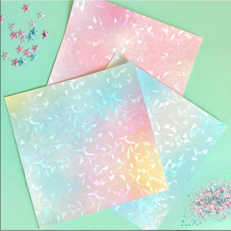 🐰兔子心 日本色紙 OKINI 彩虹 粉彩 彩色 漸層 幾何 特殊 亮面 拼貼 素材紙 打底-細節圖2