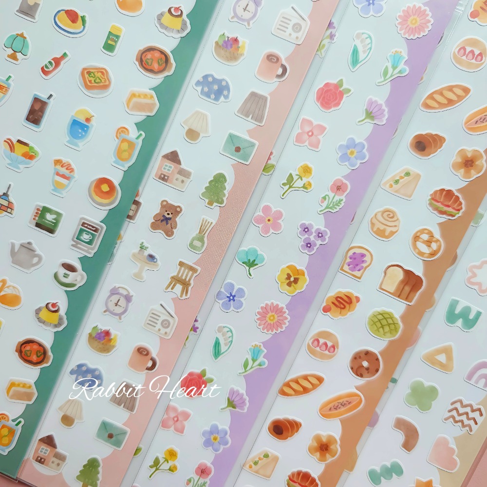 🐰兔子心 日本大創 DAISO 手帳貼紙 icon 麵包 喫茶 符號 表情 女孩 盆栽 烹飪 咖啡 甜點 迷你貼紙-細節圖2