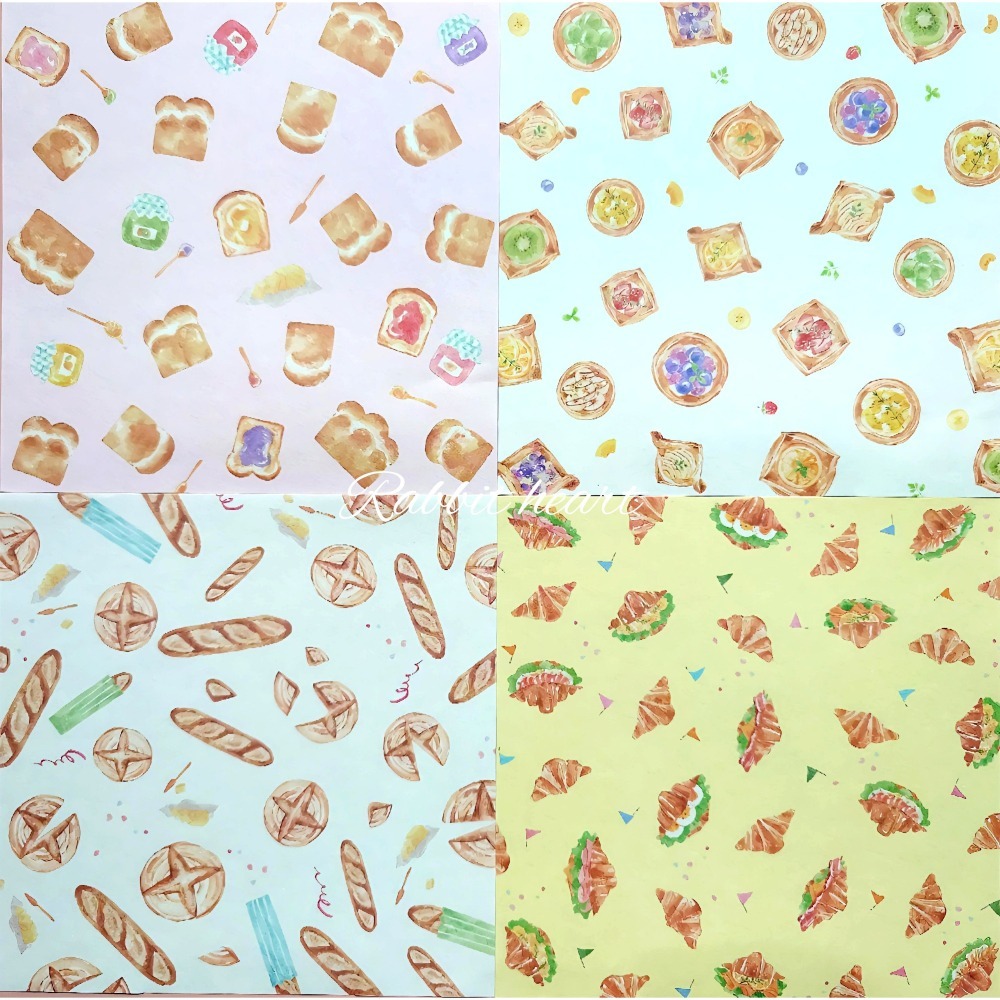 🐰兔子心 日本色紙 和紙 烘焙 麵包 土司 果醬 水果派 可頌 法棍 三明治 法國麵包 手作 素材-細節圖2