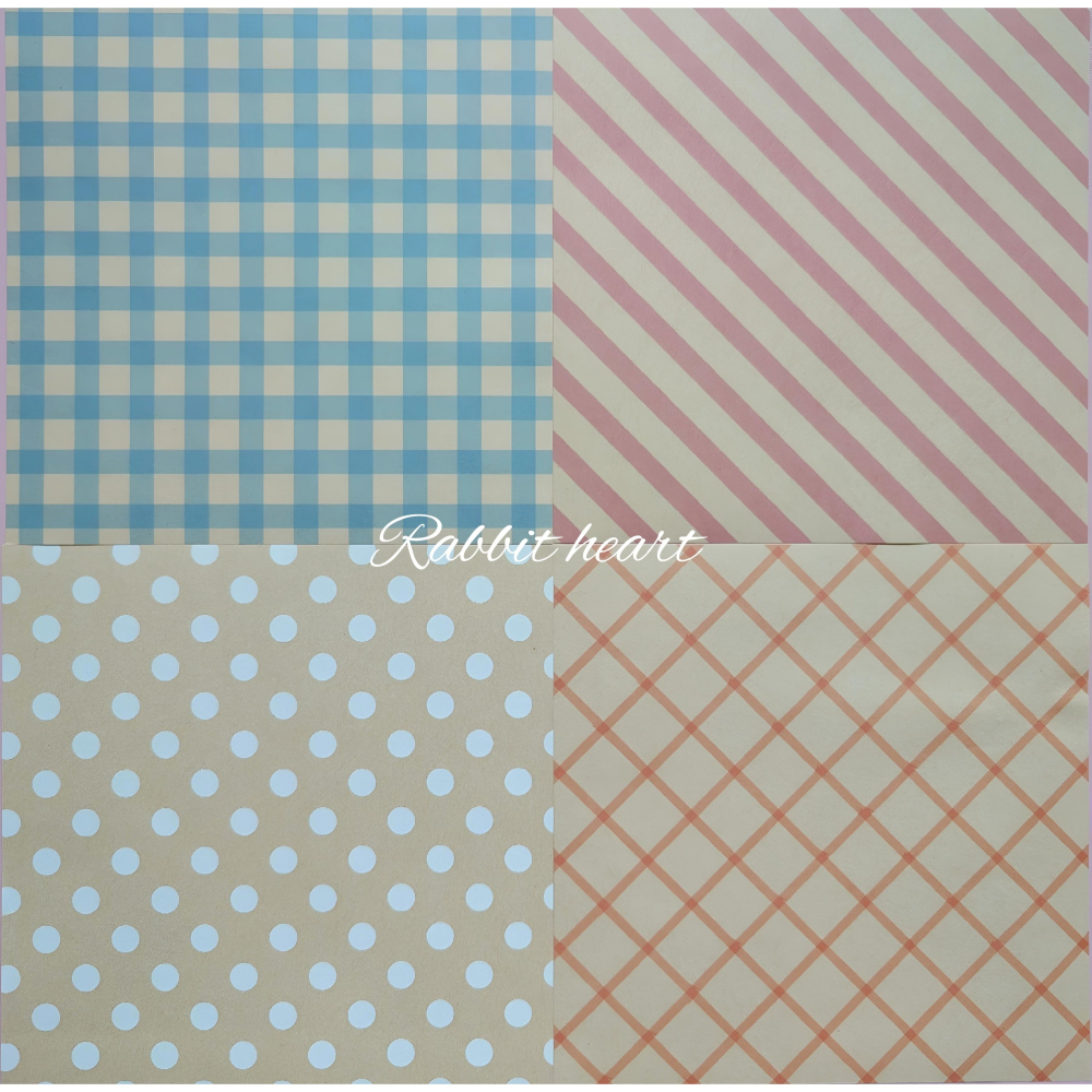 🐰兔子心  日本色紙 DAISO 大創 牛皮紙感 基本款 方格 圓點 斜紋 條紋 方眼 拼貼 打底 素材紙-細節圖2