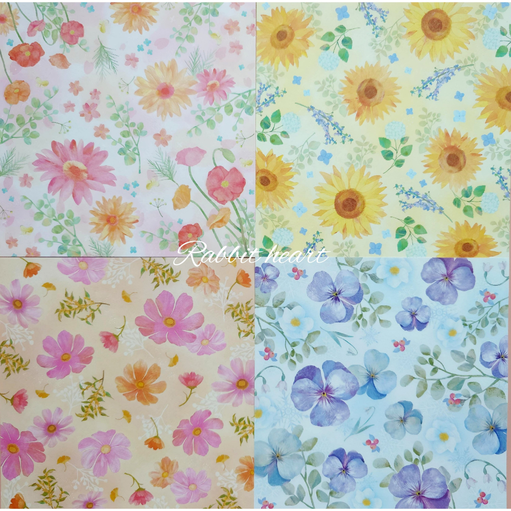 🐰兔子心 日本大創 色紙 DAISO 四季 春夏秋冬 櫻花 向日葵 繡球花 三色堇 滿天星 漿果 素材紙 手作-細節圖2