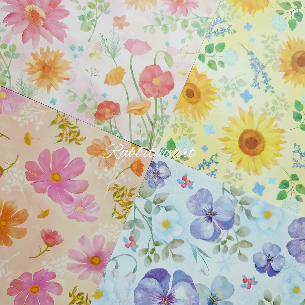 🐰兔子心 日本大創 色紙 DAISO 四季 春夏秋冬 櫻花 向日葵 繡球花 三色堇 滿天星 漿果 素材紙 手作-細節圖3