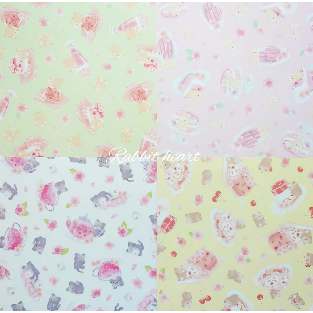 🐰兔子心 日本色紙 kyowa 協和紙工 超Q 櫻花 sakura 果凍 甜點 馬卡龍 花茶 生乳捲 蛋糕 拼貼-細節圖2