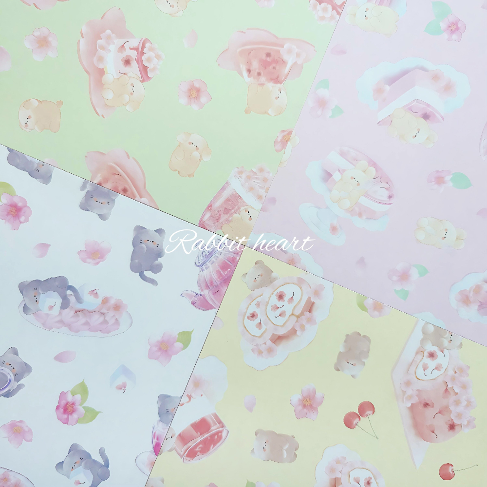 🐰兔子心 日本色紙 kyowa 協和紙工 超Q 櫻花 sakura 果凍 甜點 馬卡龍 花茶 生乳捲 蛋糕 拼貼-細節圖3