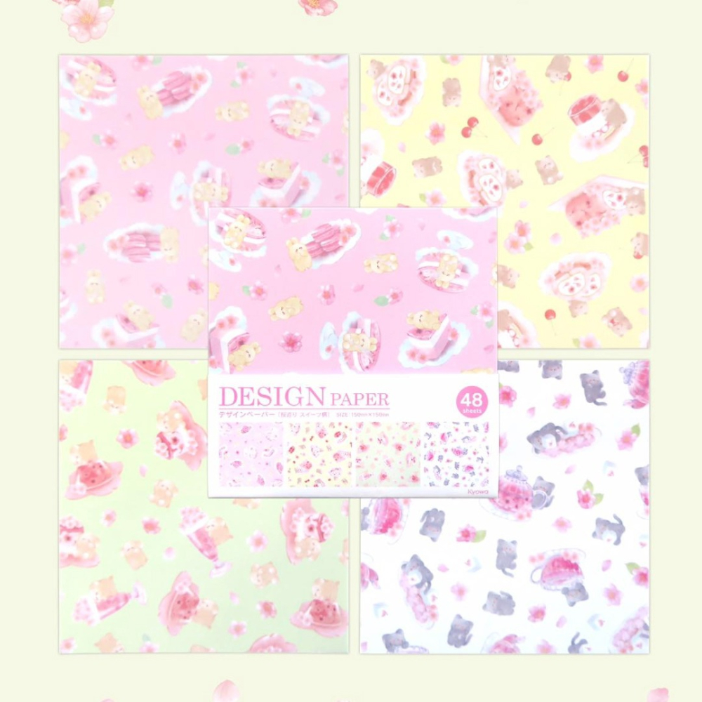 🐰兔子心 日本色紙 kyowa 協和紙工 超Q 櫻花 sakura 果凍 甜點 馬卡龍 花茶 生乳捲 蛋糕 拼貼-細節圖4
