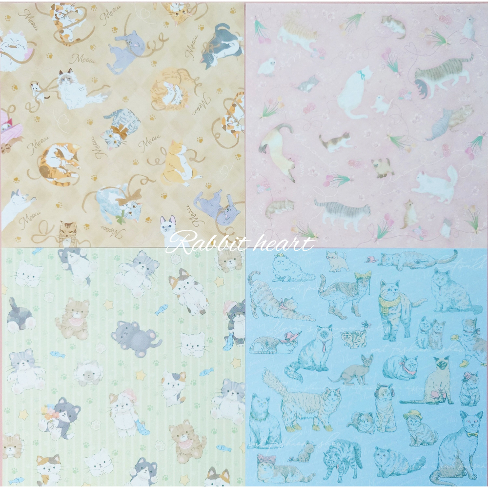🐰兔子心 日本大創 色紙 DAISO 貓咪 手繪 三花 暹羅 波斯 緬因 布偶貓 橘貓 素描 素材紙 拼貼 手作-細節圖2
