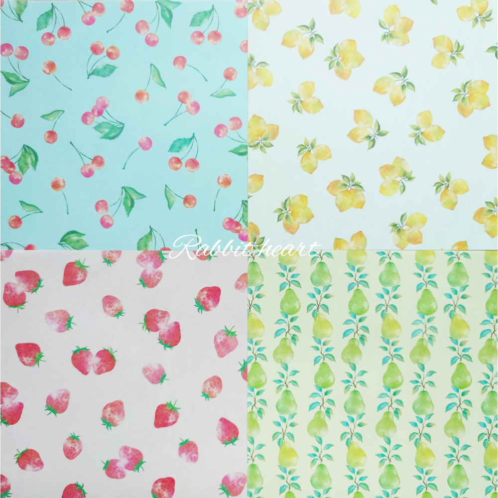 🐰兔子心 日本色紙 大創 DAISO 水果 草莓 西洋梨 櫻桃 檸檬 拼貼 素材紙 打底-細節圖2