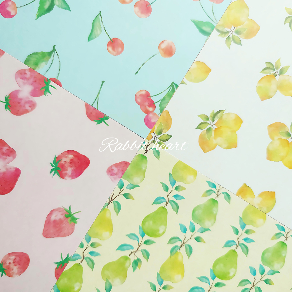 🐰兔子心 日本色紙 大創 DAISO 水果 草莓 西洋梨 櫻桃 檸檬 拼貼 素材紙 打底-細節圖3