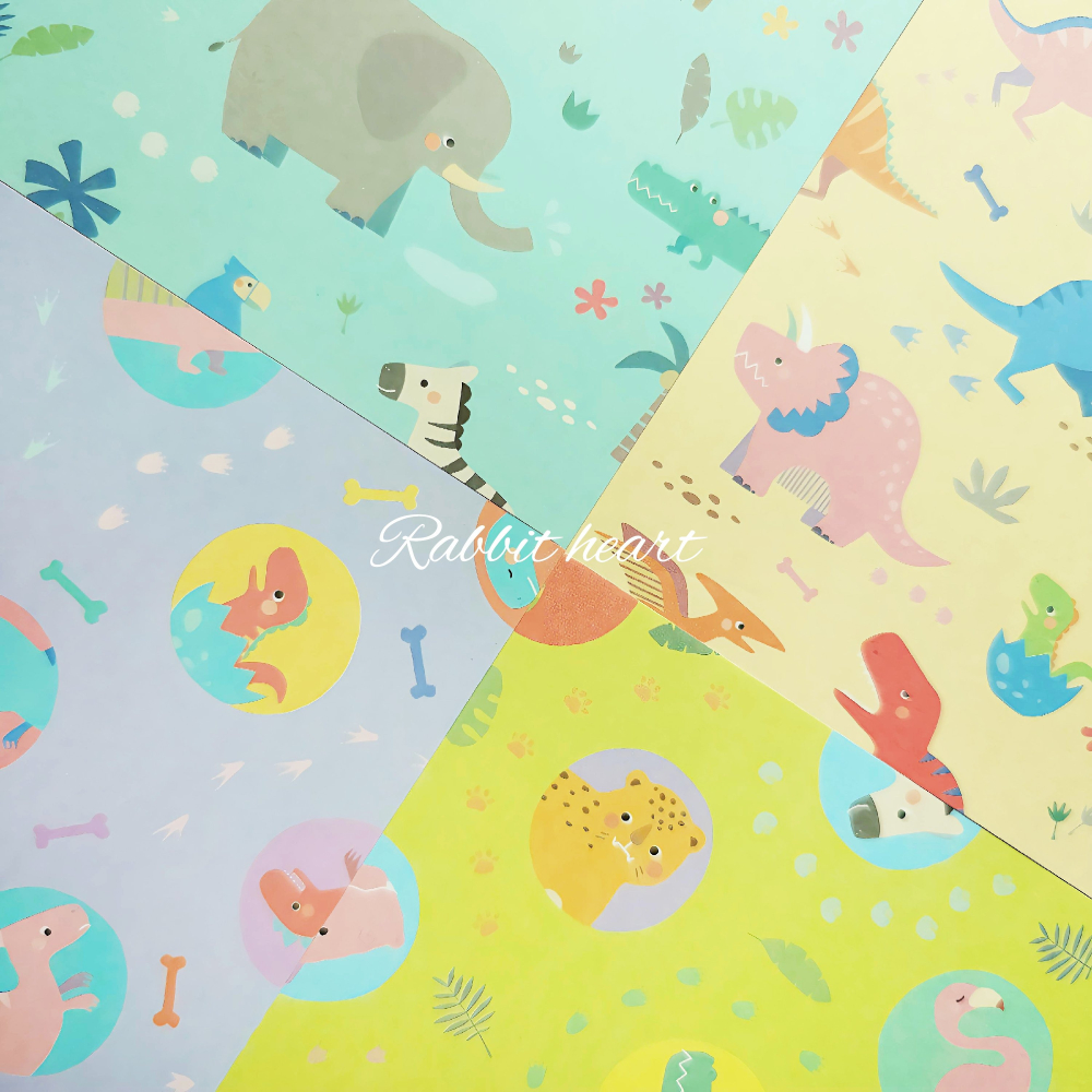 🐰兔子心 日本色紙 大創 DAISO 動物園 羚羊 大象 鱷魚 紅鶴 侏儸紀 恐龍 劍龍 暴龍 拼貼 素材紙 打底-細節圖3