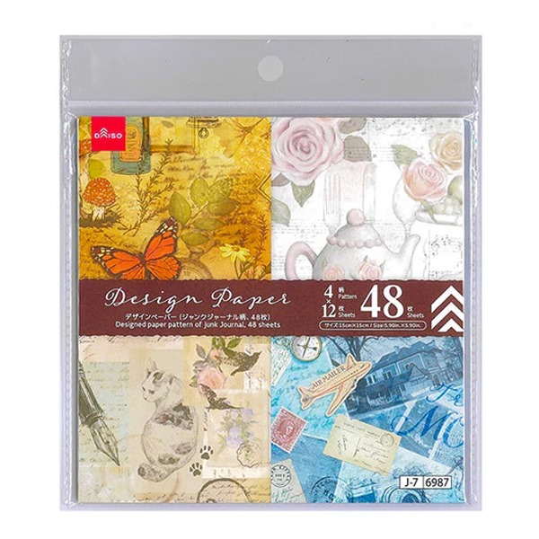 🐰兔子心 日本大創 色紙 報紙 雜誌 明信片 蝴蝶 花園 鋼筆 標籤 邊框 復古 拼貼 素材紙 打底-細節圖4