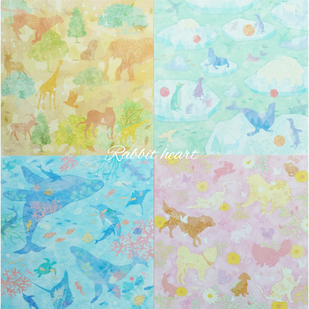 推薦🐰兔子心 日本色紙 大創 DAISO 非洲 極地 海洋 陸地 森林 動物 水彩 漸層 拼貼 素材紙 打底-細節圖2