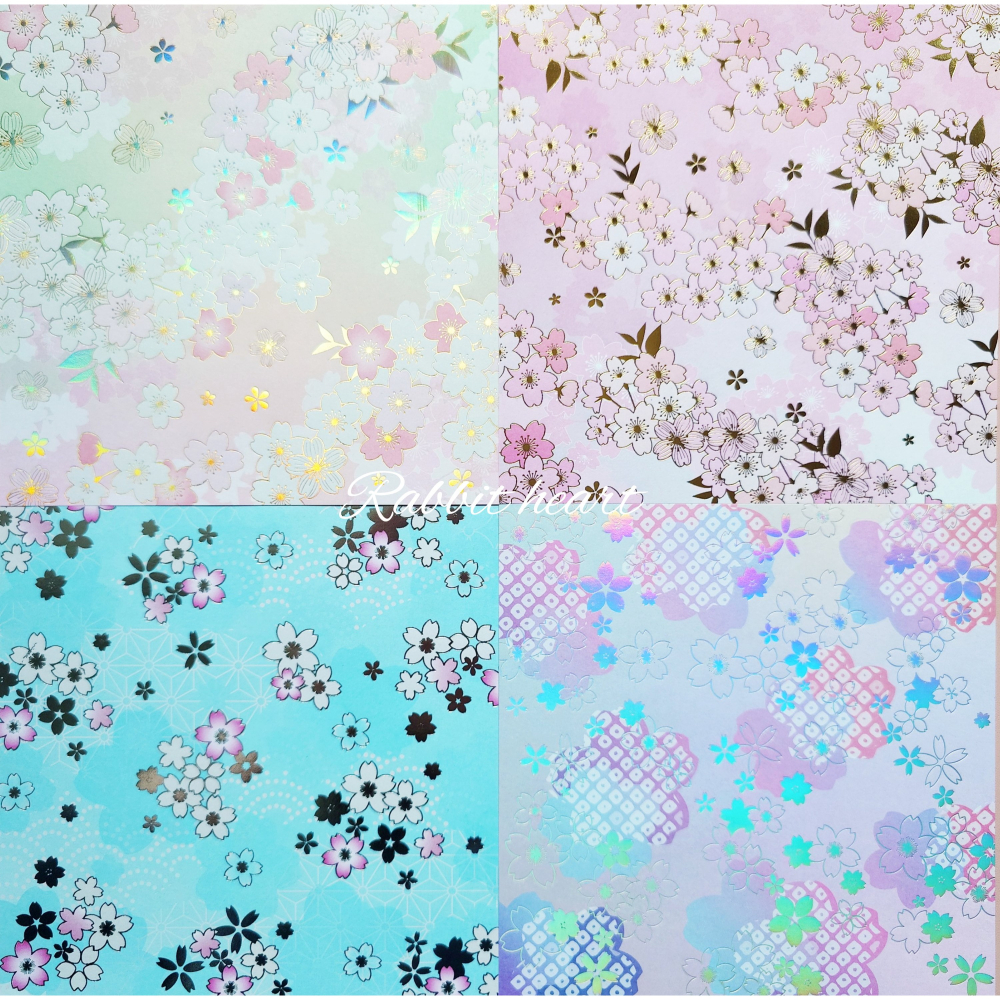 🐰兔子心 日本色紙 amifa 櫻花 花瓣 櫻吹雪 sakura 燙金 炫光 漸層 箔押 素材紙 打底-細節圖2