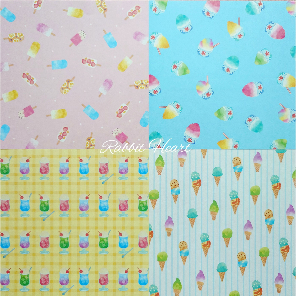 🐰兔子心 日本色紙 大創 DAISO 夏日 日和 冰淇淋 刨冰 冰淇淋蘇打 水果 冰棒 素材紙 手作-細節圖2