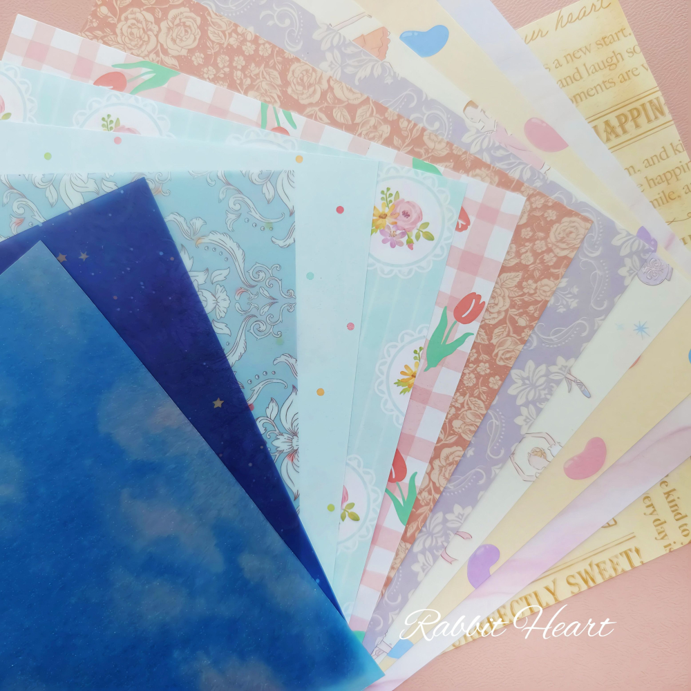 多款🐰兔子心 日本色紙 大創 DAISO 圖樣 碎花 古典 韓國風 羽毛 天空 星空 復古 特殊印刷 素材紙 手作-細節圖5