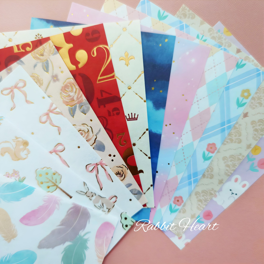 多款🐰兔子心 日本色紙 大創 DAISO 圖樣 碎花 古典 韓國風 羽毛 天空 星空 復古 特殊印刷 素材紙 手作-細節圖7