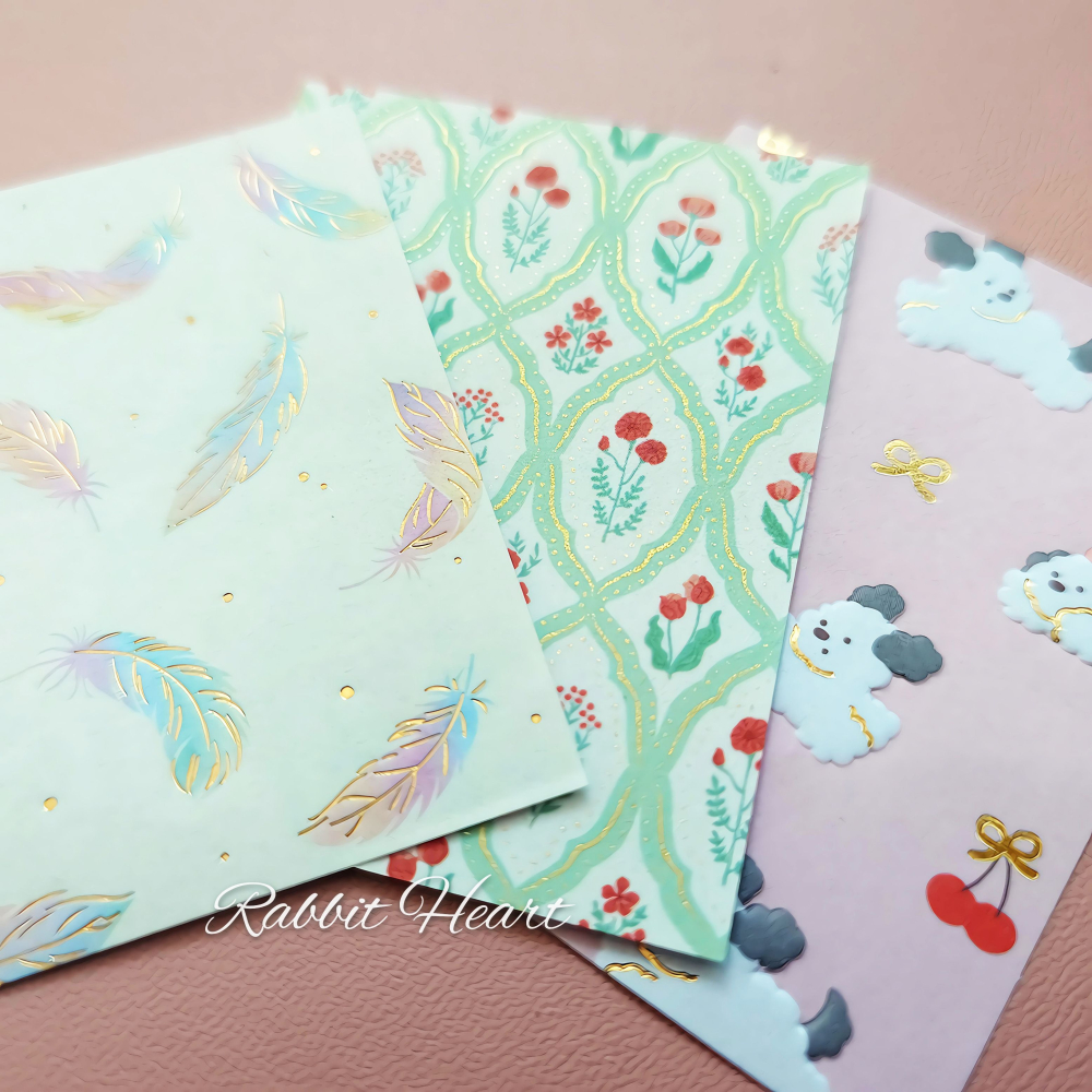 多款🐰兔子心 日本色紙 大創 DAISO 圖樣 碎花 古典 韓國風 羽毛 天空 星空 復古 特殊印刷 素材紙 手作-細節圖9