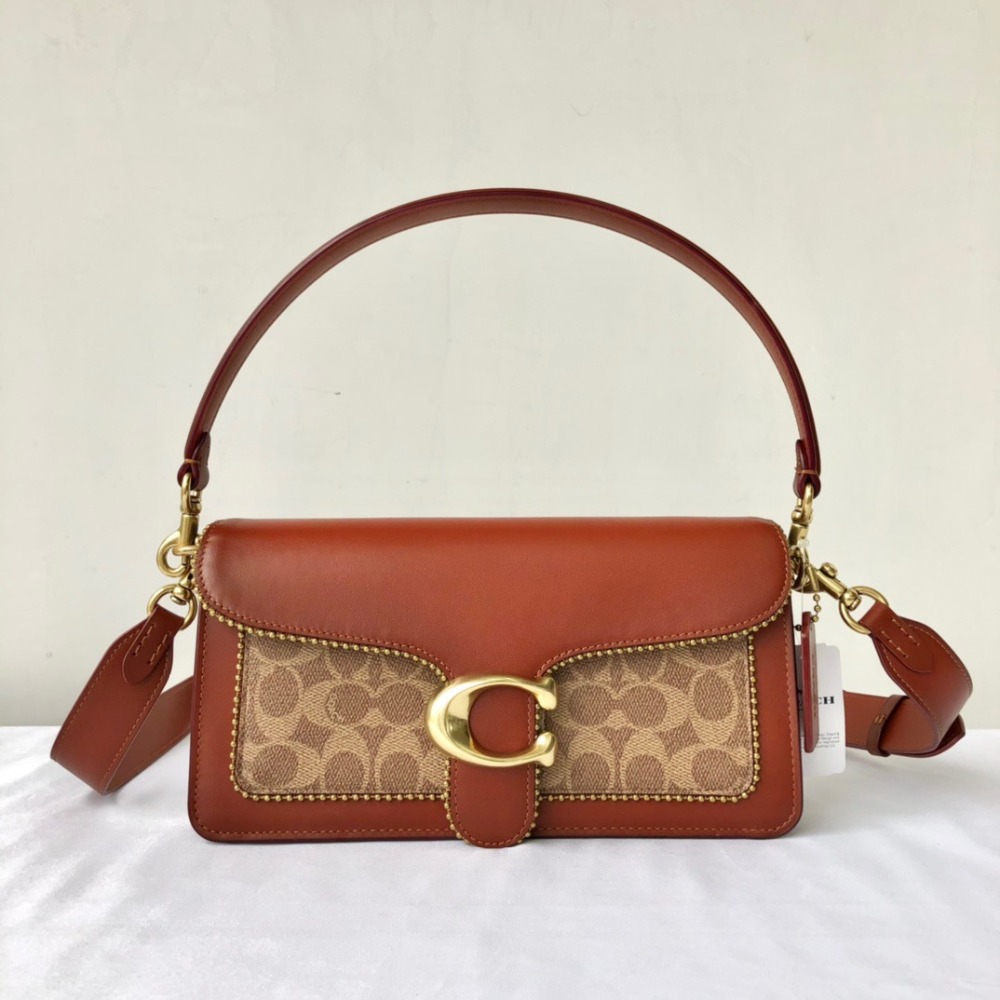 台灣美媽代購 COACH 蔻馳 包包 經典logo翻蓋斜挎包 酒神包 單肩包 斜挎包  腋下包 手提包 時尚拼色信封包-細節圖6