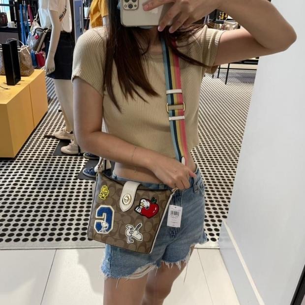 台灣美媽代購 COACH 蔻馳 包包 斜挎包 單肩包 斜背包 流浪包 水桶包 薯條包 翻蓋卡扣斜挎包 復古時尚百搭單肩包-細節圖4