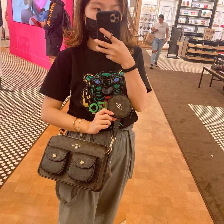 台灣美媽代購 COACH 蔻馳 包包 斜挎包 單肩包 斜背包 郵差包 機車包 零錢包 三合一郵差包 時尚百搭簡約斜挎包-細節圖4