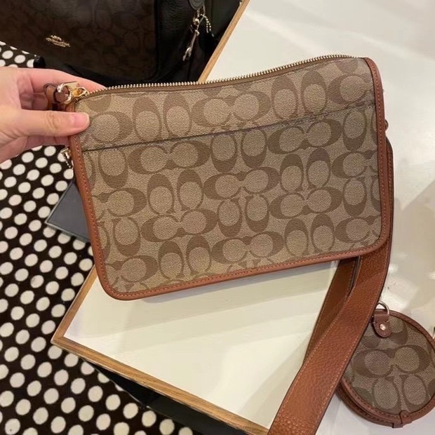 台灣美媽代購 COACH 蔻馳 包包 斜挎包 單肩包 斜背包 郵差包 機車包 零錢包 三合一郵差包 時尚百搭簡約斜挎包-細節圖8